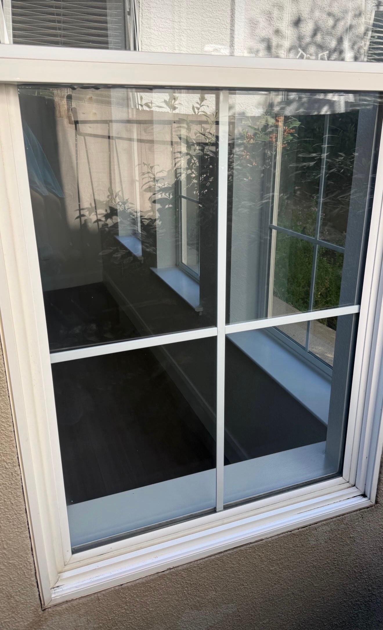 Freshly cleaned residential window and frame